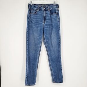 American Eagle Mom Jeans High Rise Denim Blue Straight Leg Size 4